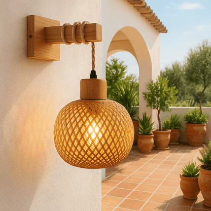 Applique murale | En rotin - Une lampe de chevet
