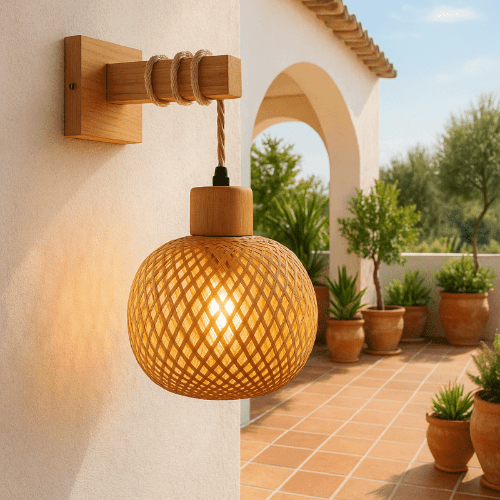 Applique murale en rotin extérieure