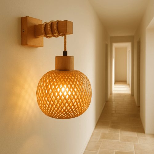 Applique murale en rotin intérieure