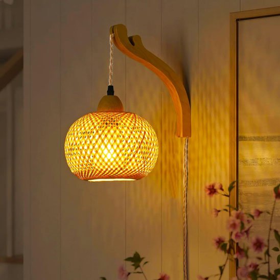 Applique murale rotin artisanale déco