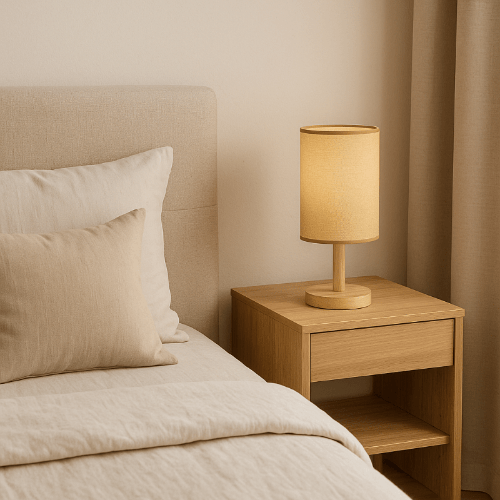 Lampe de chevet en bois beige