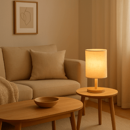 Lampe de chevet en bois salon