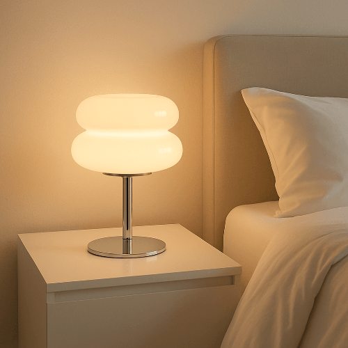 Lampe de chevet en verre blanche