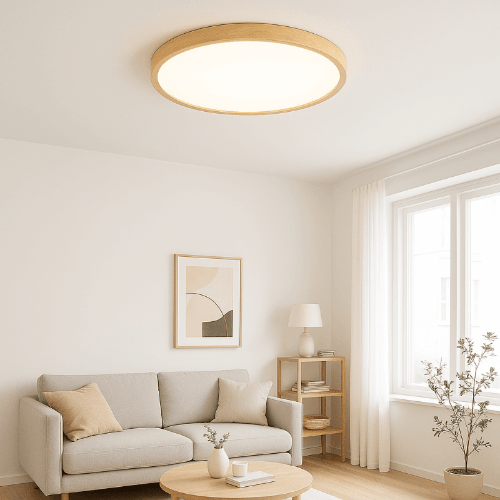 Plafonnier en bois salon