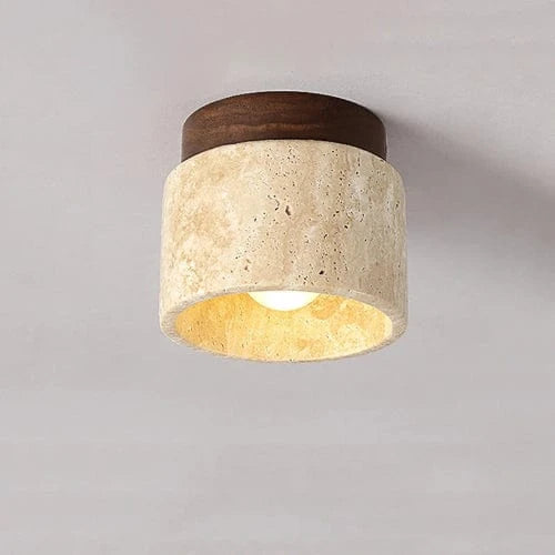 Plafonnier rond en travertin