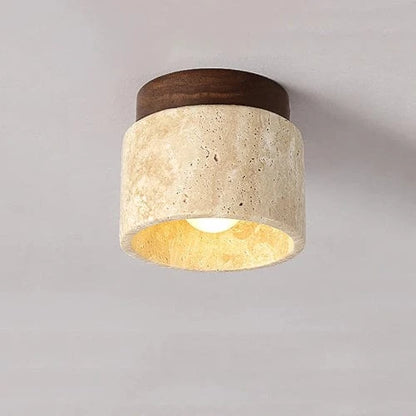 Plafonnier rond en travertin